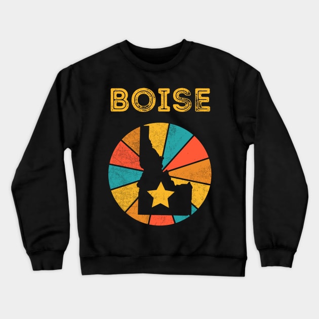 Boise Idaho Vintage Distressed Souvenir Crewneck Sweatshirt by NickDezArts